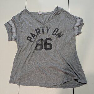 Victoria's Secret Pink Party On 86 Gray Sleep V-Neck T-Shirt - Size L